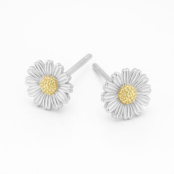 Sterling Silver And Gold Sunflower Stud Earrings – 6mm, 2 of 6