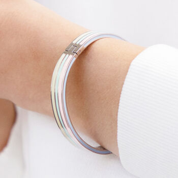 Luxury Rainbow Bracelet With Enamel Pastel Stripes, 4 of 7