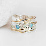 Molten Sterling Silver Blue And White Opal Quintet Ring, thumbnail 1 of 7