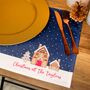 Christmas Table Place Mats Blue Gingerbread Four Pack, thumbnail 2 of 4
