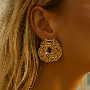 Sculpted Twist 18k Gold Plated Waterproof Stud Earrings, 2 of 3