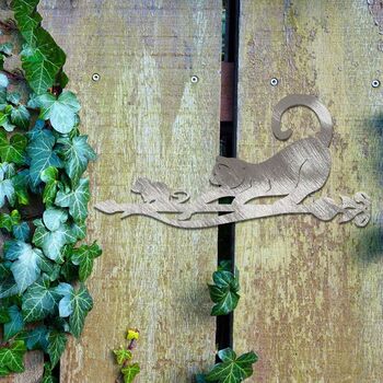 Rusty Metal Cat Chasing Mouse Garden Decor Art, 5 of 10