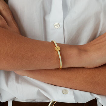 Oval Clasp Enamel Bangle Gold, 6 of 6
