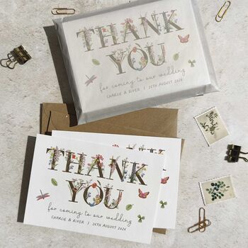 Personalised Cottage Garden Letters Wedding Thank You Cards, 2 of 7