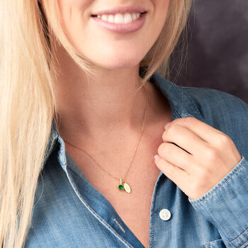 Emerald Birthstone 55th Wedding Anniversary Initial Necklace In Gold Vermeil, 3 of 7