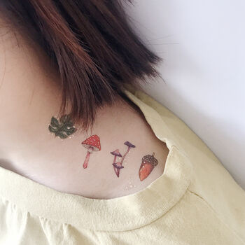 Squirrel And Mushrooms Temporary Tattoo, 4 of 5
