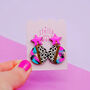 Pink Star Earrings With An Animal Print Abstract Drop, thumbnail 9 of 12