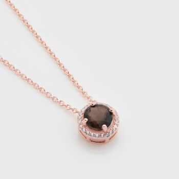 Round Smoky Quartz 18k Rose Gold Plated Necklace, 2 of 3