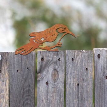 Rusty Metal Nuthatch Bird Fence Topper Art Decor, 10 of 10