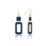 Navy And Pearlescent White Rectangle Earrings, thumbnail 1 of 7
