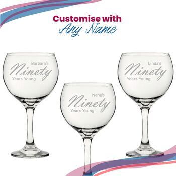 Personalised 90 Years Young Gin Glass For Grandma, 4 of 8