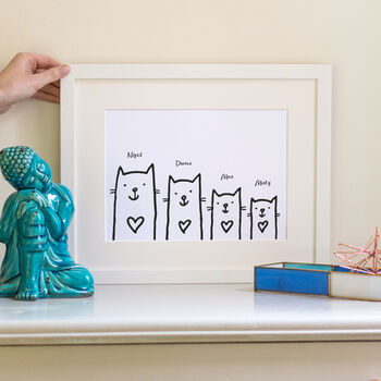 Personalised Cat Family Print, 4 of 6