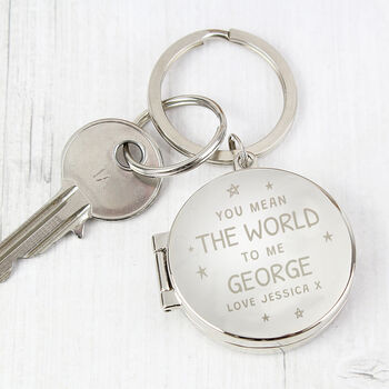 Personalised 'You Mean The World To Me' Photo Keyring, 2 of 7
