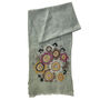 Hand Embroidered 100% Linen Scarf In Grey Floral, thumbnail 2 of 5