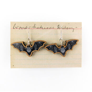 Pipistrelle Bat Wooden Earrings, 3 of 5