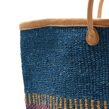 Nyuma: Teal, Gold And Red Stripe Woven Laundry Basket, 2 of 6