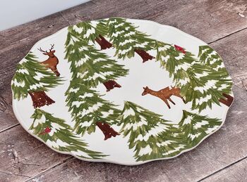 Christmas Tree With Deers Patterned Plate, 33cm, 4 of 4
