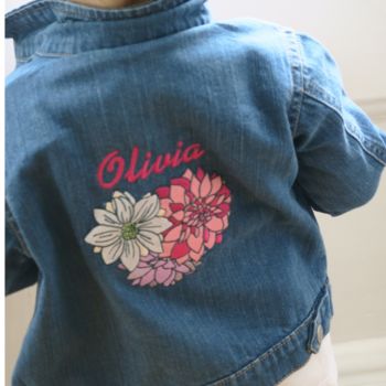 Personalised Name Baby/Kids Denim Jacket With Flowers, 4 of 4