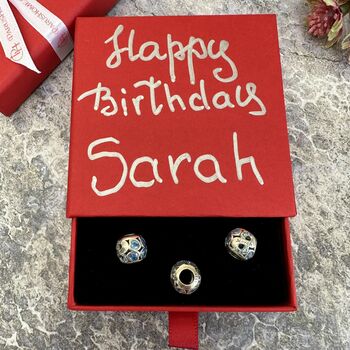 March Birthstone Charm Personalised Silver Bracelet, 3 of 9