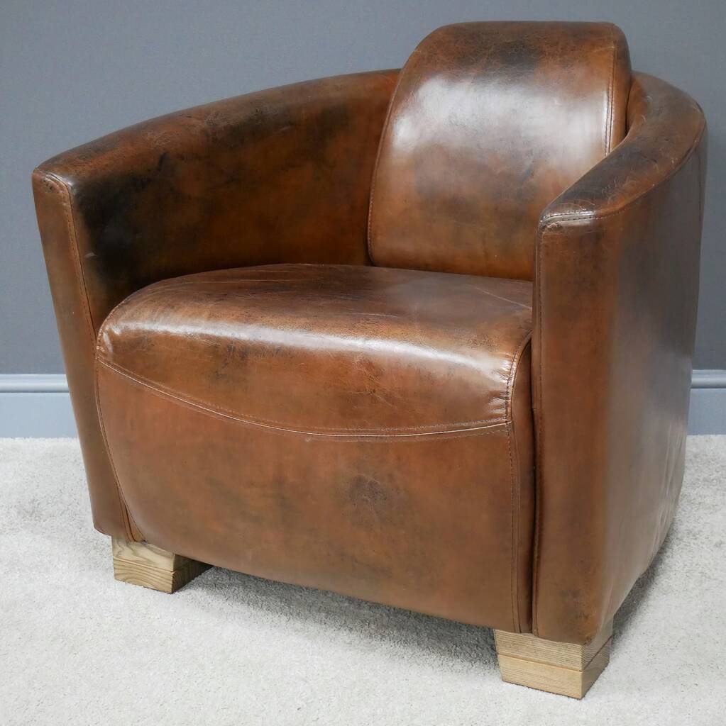 Leather Cigar Chair, 1 of 2