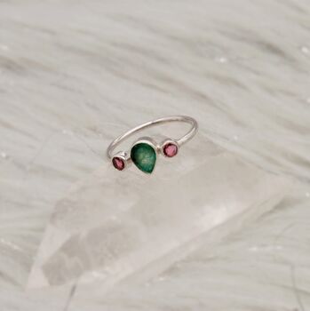 Pink Tourmaline, Emerald Silver Ring, 5 of 7