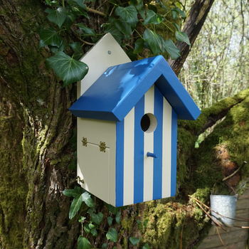 Handcrafted Beach Hut Bird House By Siop Gardd | notonthehighstreet.com