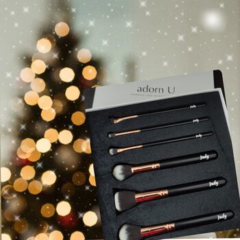 Christmas Luxurious Personalised Makeup Brushes Engraved Set, 2 of 10