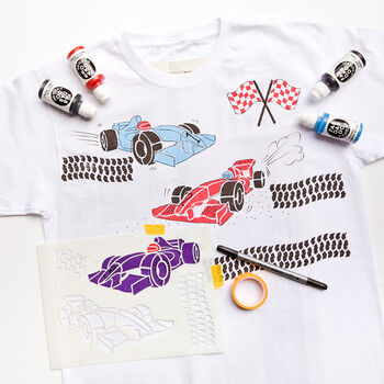 Racing Cars Kids T Shirt Painting Starter Kit, 5 of 10