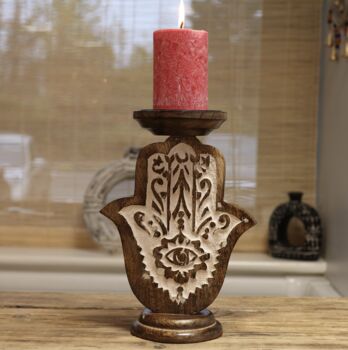 Hamsa Wooden Candle Holder, 6 of 6