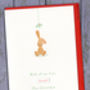 Personalised Christmas Card: Bunny Under Mistletoe, thumbnail 2 of 5