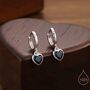 Sterling Silver Sapphire Blue Cz Heart Huggie Hoop, thumbnail 1 of 11