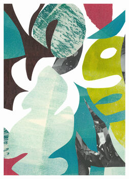 Green Tropical Leaves Abstract Collage Print A4 A2, 5 of 5