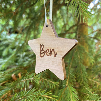 Personalised Wooden Star Decoration, 2 of 2