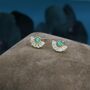 Green Opal Fan Stud Earrings In Sterling Silver, thumbnail 1 of 11