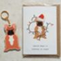 French Bulldog Wooden Keyring With Optional Christmas Card, thumbnail 2 of 9