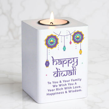 Personalised Diwali Wooden Tealight Holder, 2 of 5