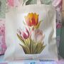 Tulip Illustration Print Cotton Tote Bag, thumbnail 9 of 10