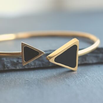 Geometric Bangle 18k Gold Plated Valentines Gift, 5 of 7