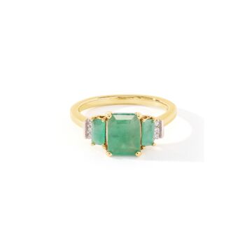Yellow Gold Octagon Emerald And Diamond Trilogy Ring, 3 of 6
