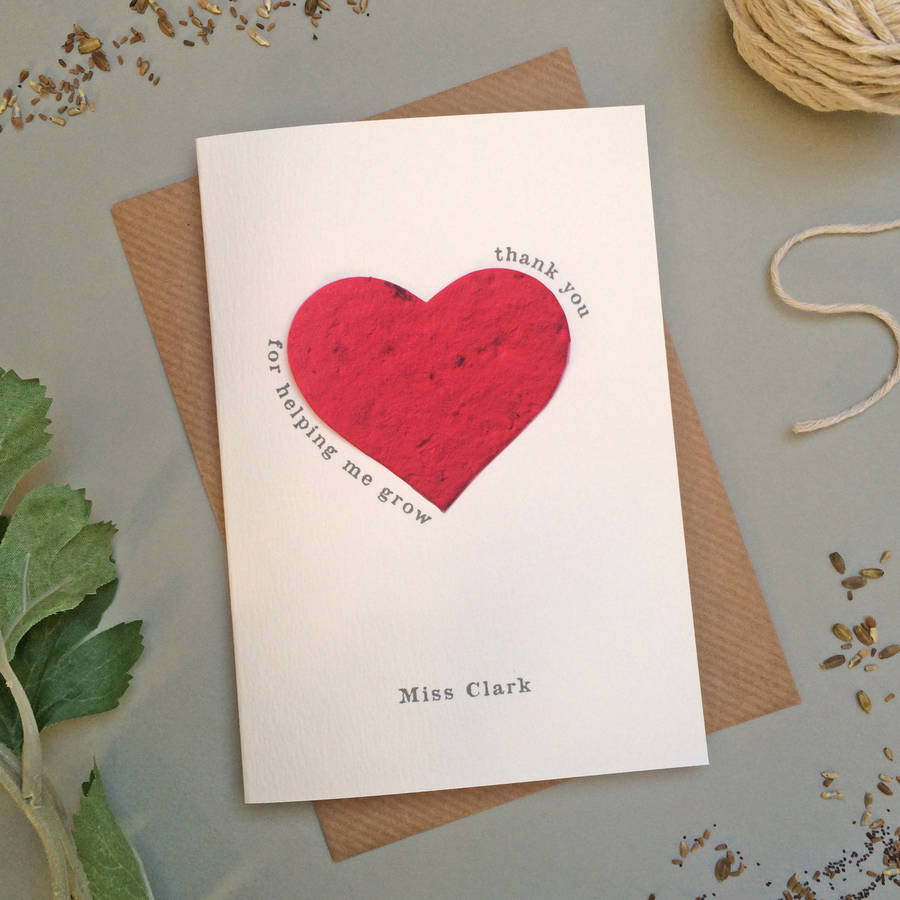 Plantable Heart Teacher Thank You Card By Sarah Catherine Stationery ...