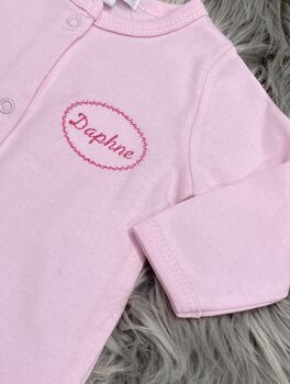 Personalised Embroidered Baby Sleepsuit, 2 of 8
