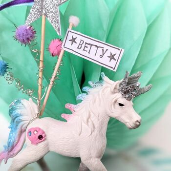 Personalised Party Animal Sea Unicorn Cake Topper, 4 of 4
