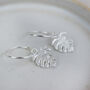 Sterling Silver Textured Monstera Charm Hoops, thumbnail 2 of 3