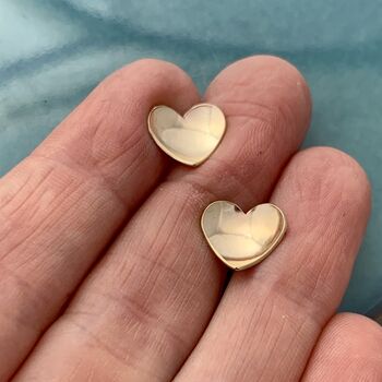 9ct Gold Curved Heart Stud Earrings, 2 of 4
