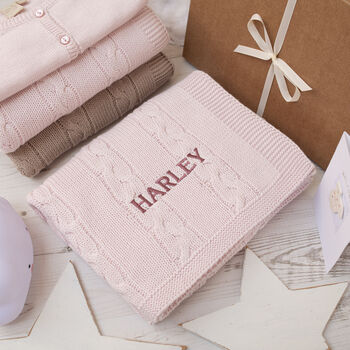 Luxury Baby Girl Cable Blanket, 8 of 12