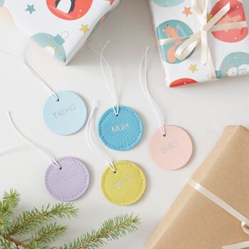 Reusable Christmas Leather Gift Tag, 4 of 6