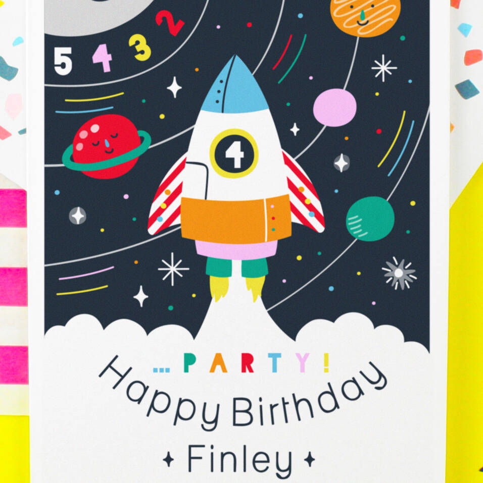 Personalised Rocket Birthday Space Greeting Card By Paper Joy 