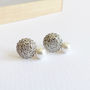 Silver Plated Flower Cluster Pearl Earrings, thumbnail 1 of 4