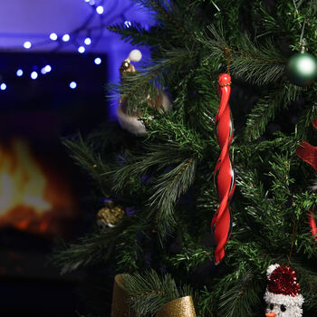 Hand Blown Frosted Glass Icicle Tree Decoration Ornament, 6 of 8