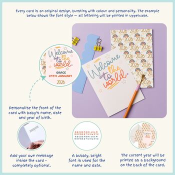 Welcome To The World Personalised New Baby Card, 3 of 5